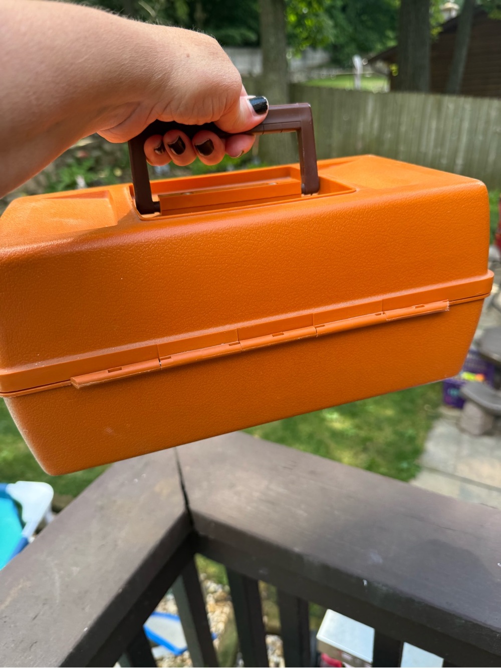 Vintage Fenwick Woodstream 1050 Tackle Box Orange, 2 Trays, 15 Comp - Picture 9 of 11